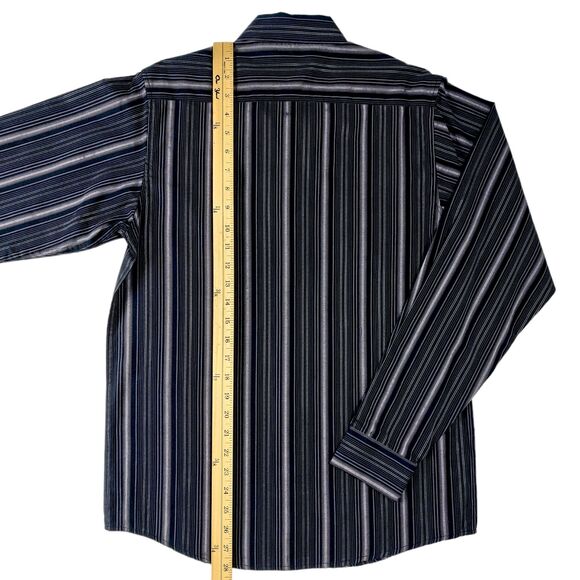 Calvin Klein Slim Fit Men's Long Sleeve Collared Shirt Sz 18 (Black and Gray) - Picture 5 of 9